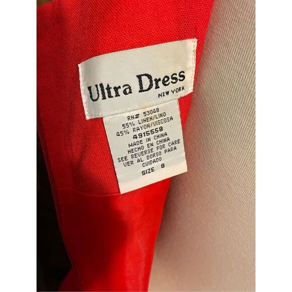 Ultra Dress New York Vintage 80’s/90’s Red Linen Fully Lined Sleeveless Nautical - Picture 14 of 15